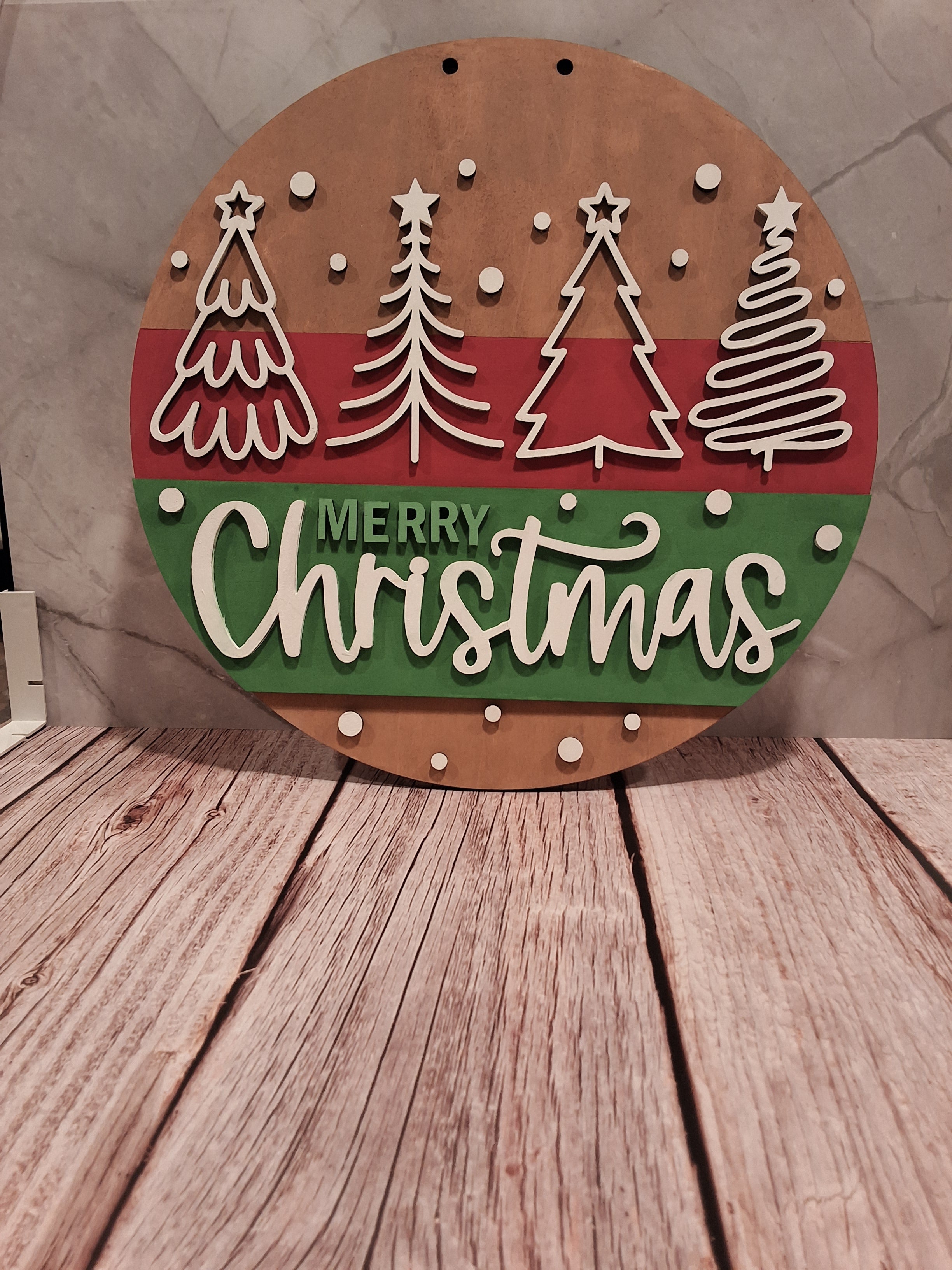 Merry Christmas with stencil tree door hanger