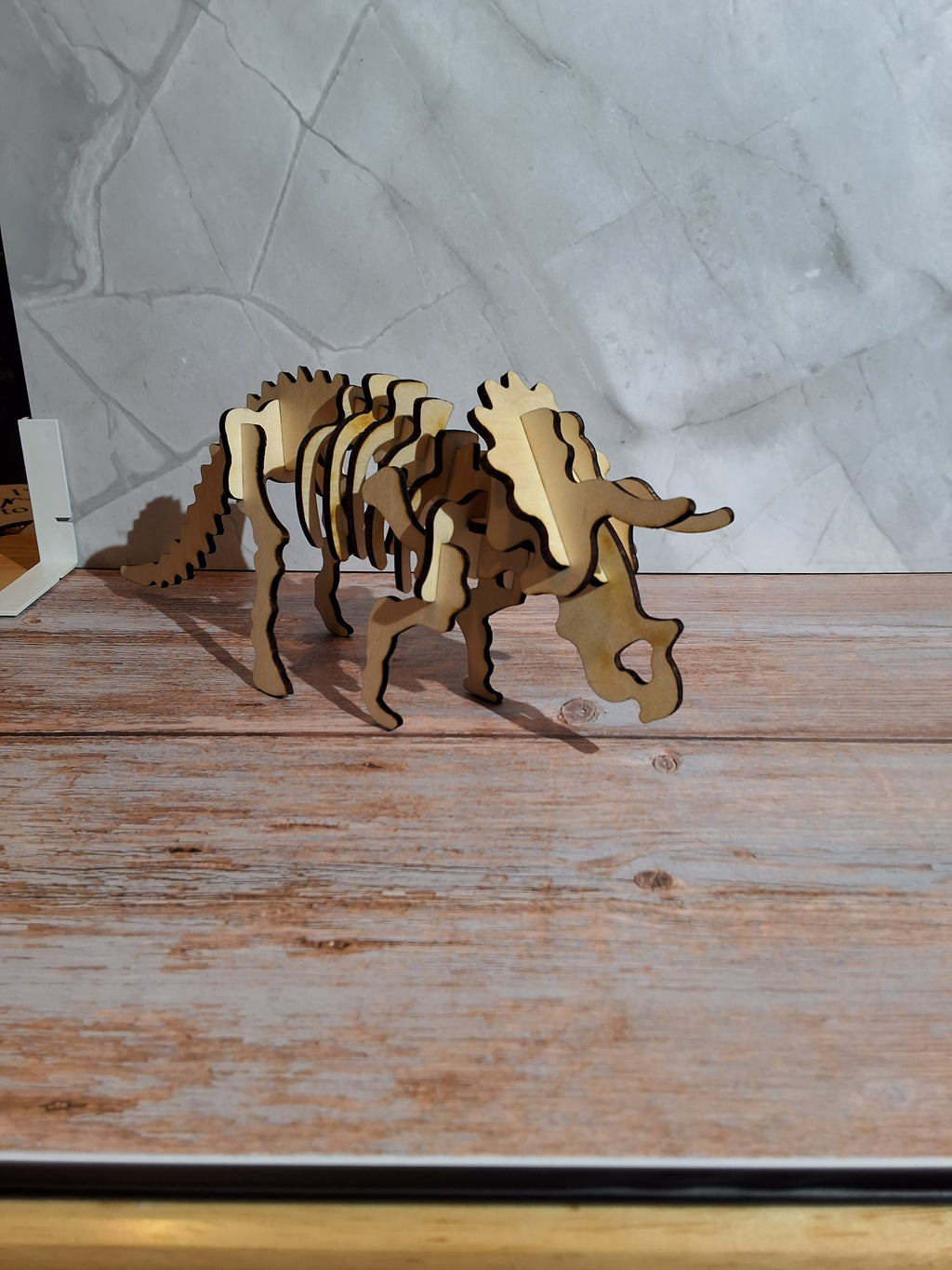 Triceratops 3D wooden dinosaur model