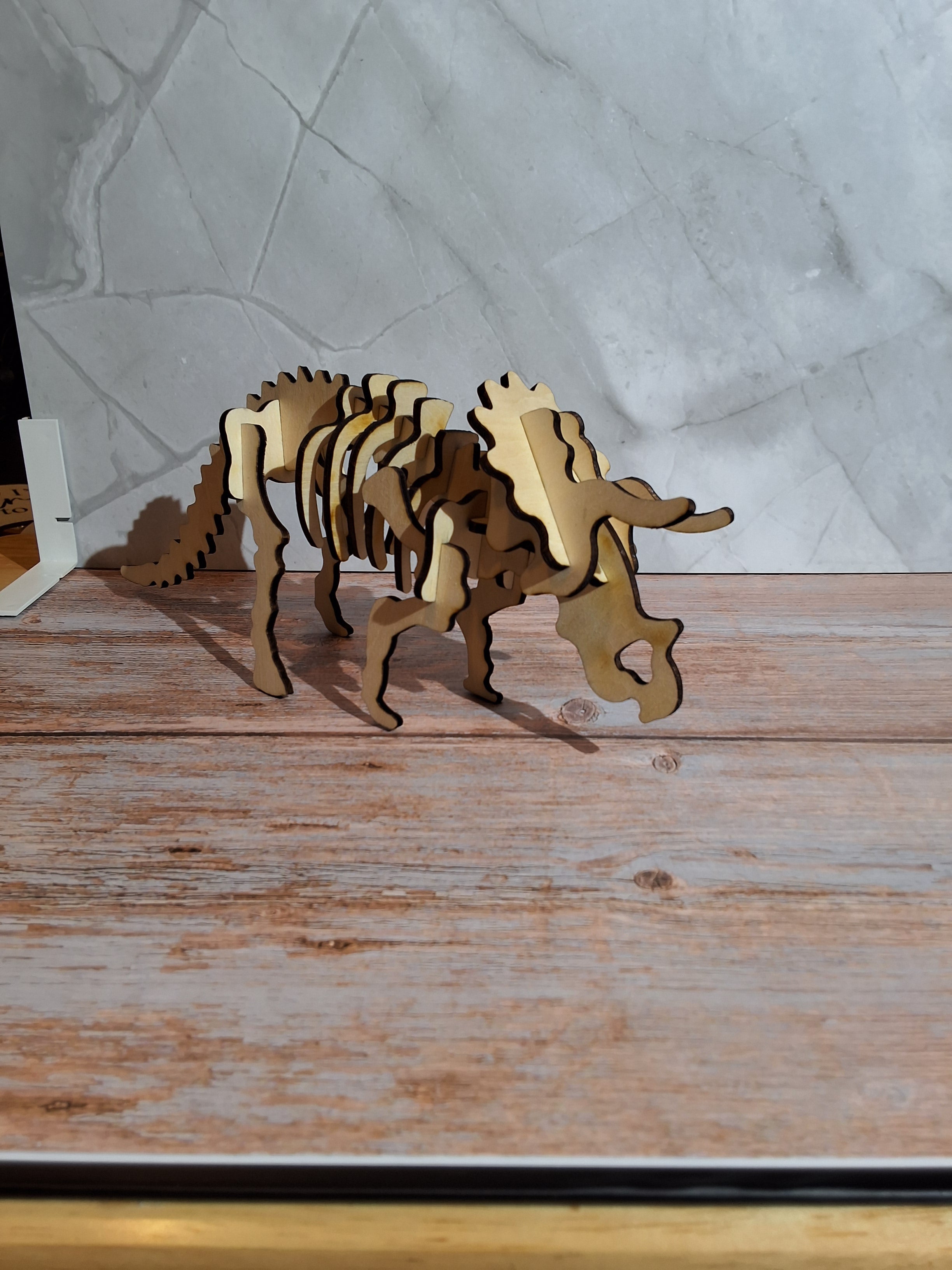 Triceratops 3D wooden dinosaur model